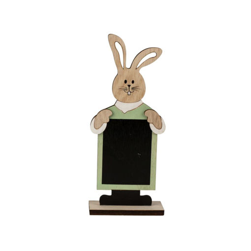 Picture of WOODEN EASTER BUNNY HOLDING BOARD 20CM - GREEN